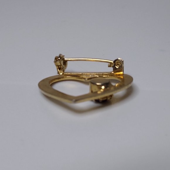 Vintage Heart Shaped Metal And Red Glass Brooch - Picture 11 of 13